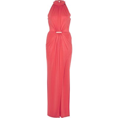 Coral drape front maxi dress - maxi dresses - dresses - women