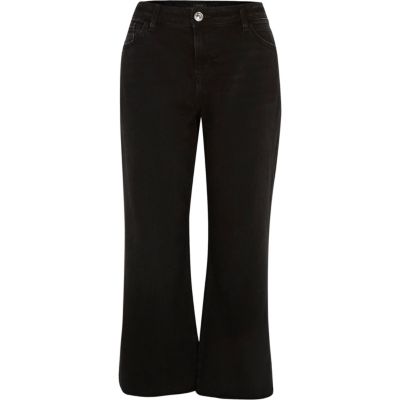 Black cropped raw hem flare jeans - jeans - sale - women