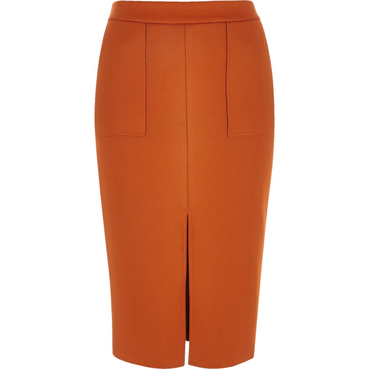 Deep orange split front pencil skirt - Skirts - Sale - women