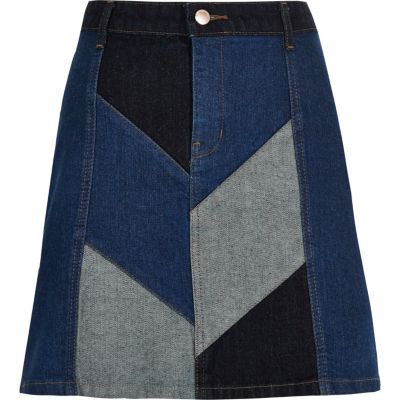 Denim patchwork mini skirt - skirts - sale - women