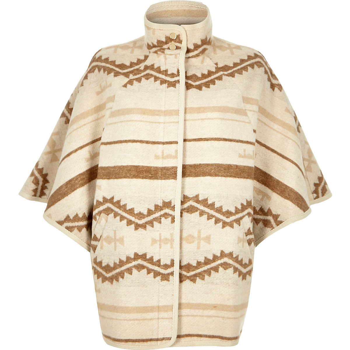 Cream geo pattern wool blend cape - Coats & Jackets - Sale - women
