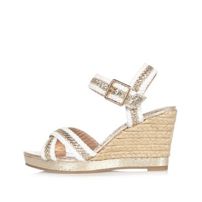 White woven wedges - sandals - shoes / boots - women