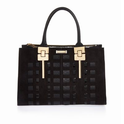 Black woven tote handbag - shopper / tote bags - bags / purses - women