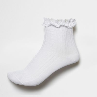 White frilly ankle socks Tights & Socks women