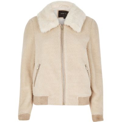 Cream borg bomber jacket - jackets - coats / jackets - women