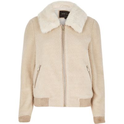 Cream fleece bomber jacket - jackets - coats / jackets - women