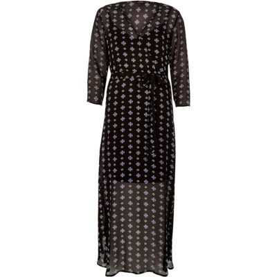 Black print flowing maxi dress - maxi dresses - dresses - women