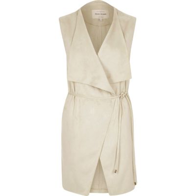 Cream faux suede sleeveless jacket jackets coats / jackets women