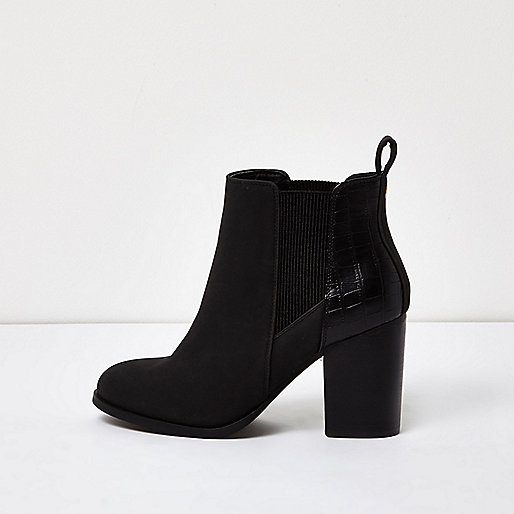 Black patent panel heeled Chelsea boots - Boots - Shoes & Boots - women