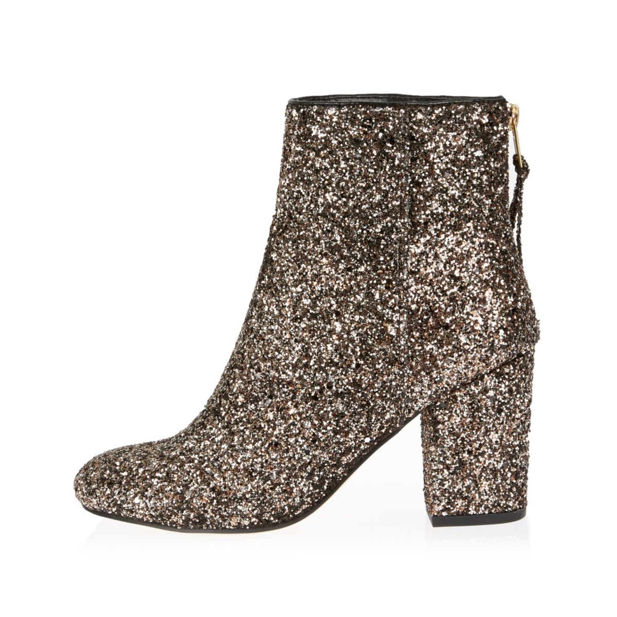 Gold glitter block heel ankle boots Seasonal Offers Sale women
