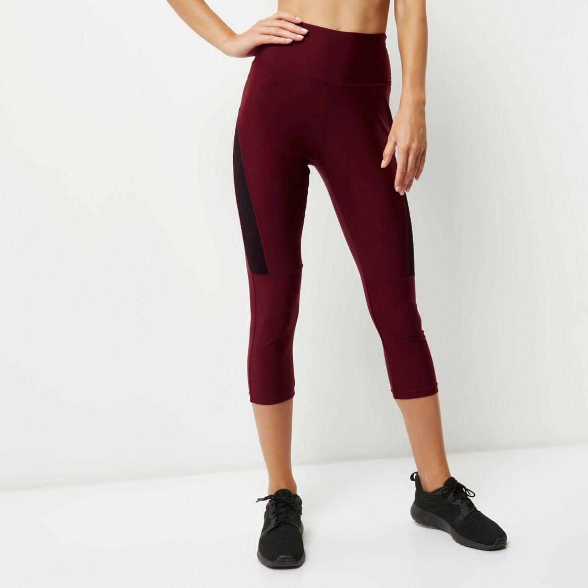 RI Active burgundy mesh sports capri leggings Pants Sale women