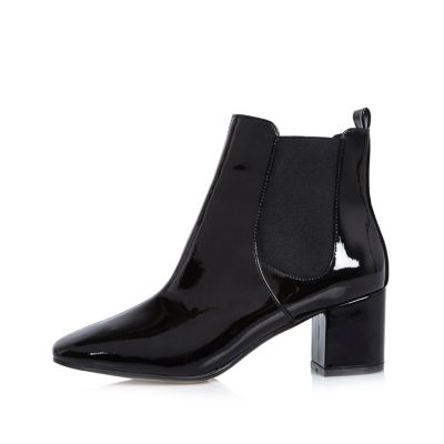 Black patent block heel Chelsea boots - boots - shoes / boots - women