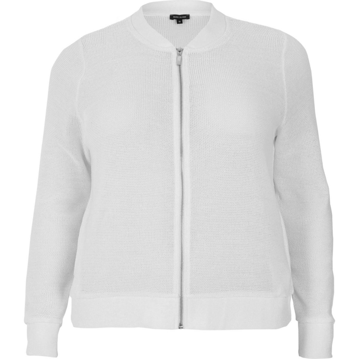 RI Plus white knit bomber jacket - Coats & Jackets - Sale - women