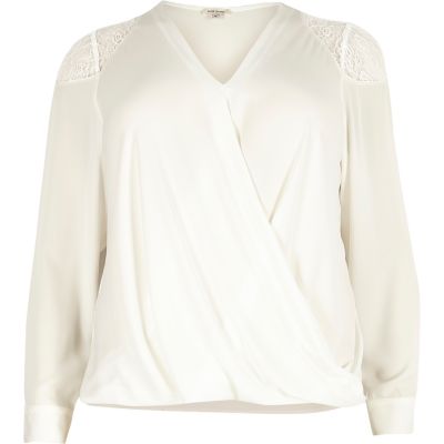 plus size white lace blouse