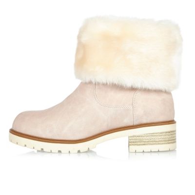 Pink faux fur lace up boots, lace up fur boots
