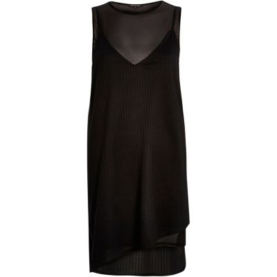 Black layered mesh jersey dress - Dresses - Sale - women