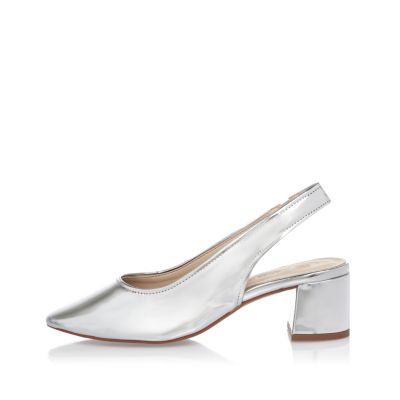 Silver leather slingback court shoes - RI limited edition - sale - women