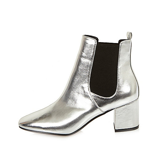 Silver block heel Chelsea boots - boots - shoes / boots - women