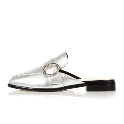 Silver leather backless loafers - RI limited edition - sale - women