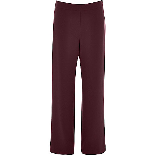 Dark red soft straight leg trousers - tapered trousers - trousers - women