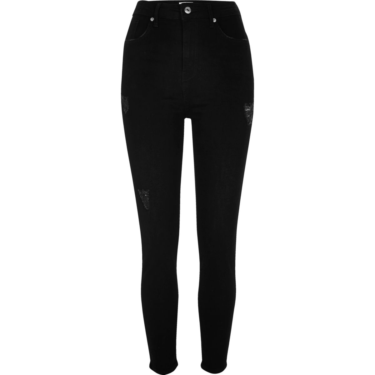 super high waisted black skinny jeans