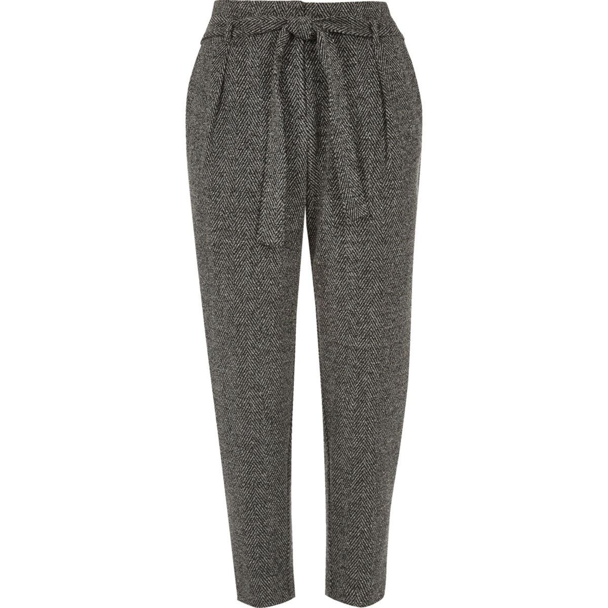 Grey soft tie tapered trousers - Tapered Trousers - Trousers - women