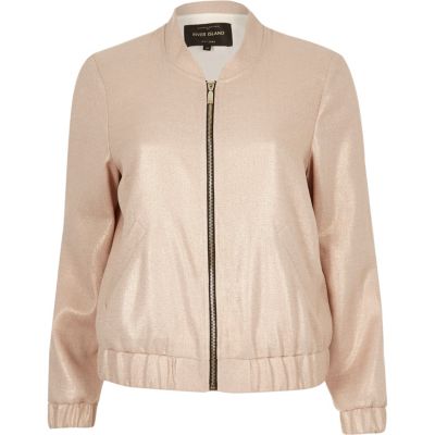 Light pink metallic bomber jacket coats / jackets sale women