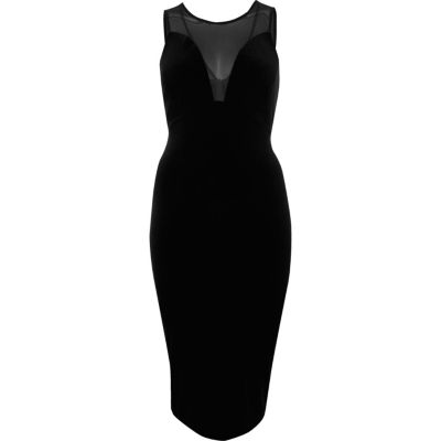 Black mesh panel bodycon dress - Dresses - Sale - women