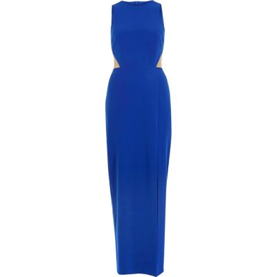 Bright blue mesh panel maxi dress - dresses - sale - women