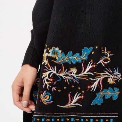 Black knitted embroidered cardigan