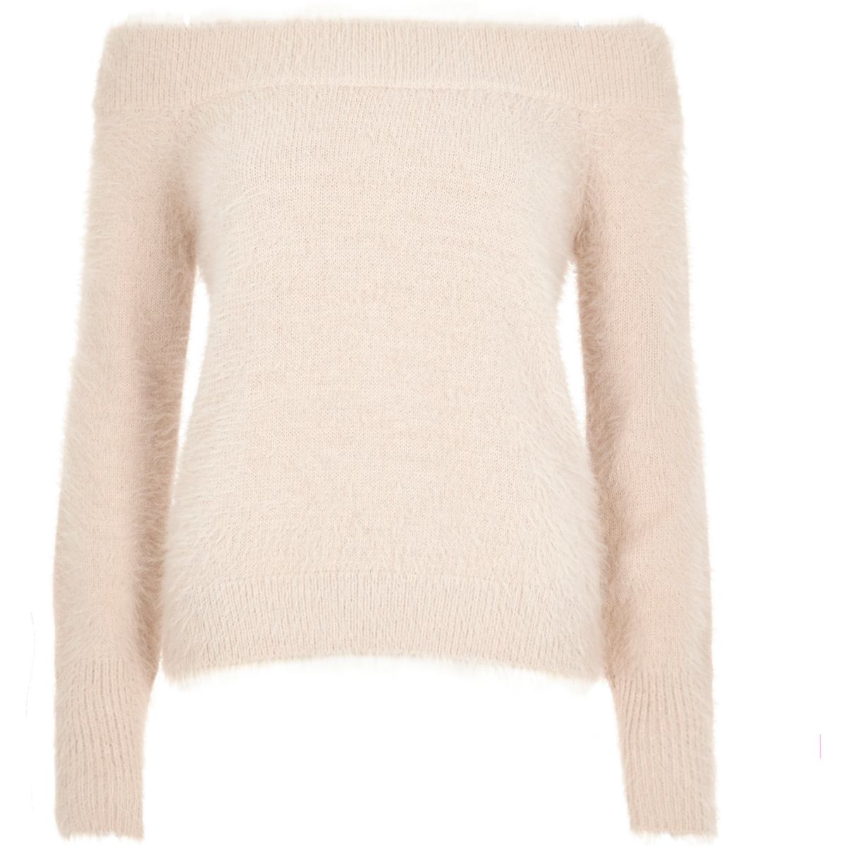 Pink fluffy bardot jumper - Knitwear - Sale - women