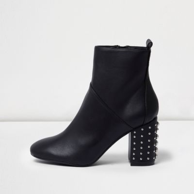 studded block heel booties