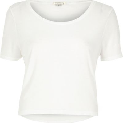 White relaxed scoop neck T-shirt - plain t-shirts / vests - t shirts ...