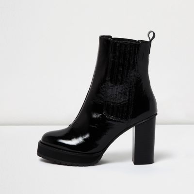 Black patent leather heel Chelsea boots - boots - shoes / boots - women