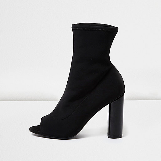 Black peep toe sock boots - boots - shoes / boots - women