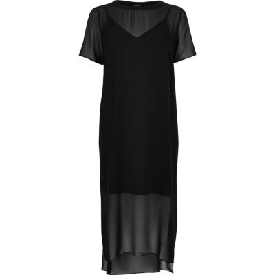 black midi tshirt dress