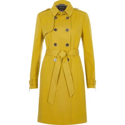 Yellow tie waist trench coat - coats - coats / jackets - women