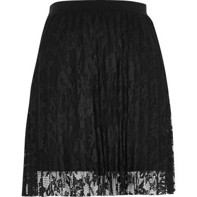 Black pleated lace mini skirt - mini skirts - skirts - women