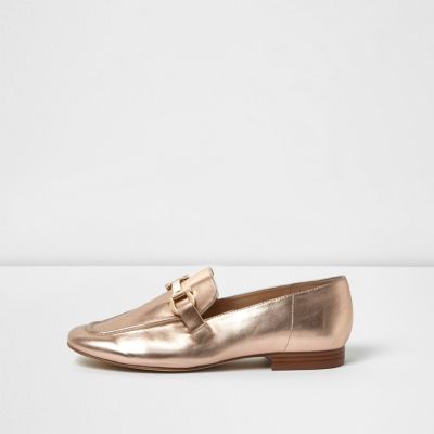 Rose gold soft loafers shoes shoes / boots women