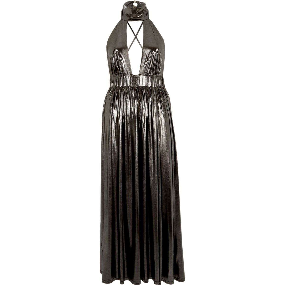 Metallic silver choker maxi dress - Dresses - Sale - women