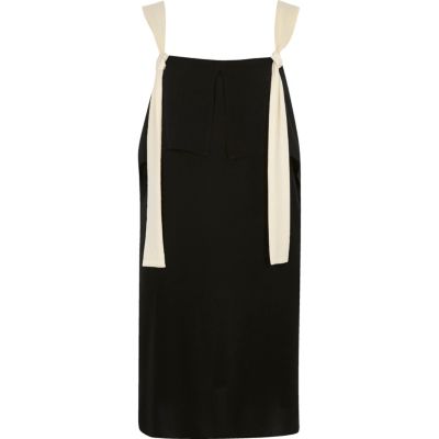 River Island Zwarte slipdress met bandjes en contrasterende kleur