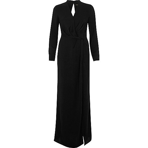 Black plunge slit maxi dress - maxi dresses - dresses - women