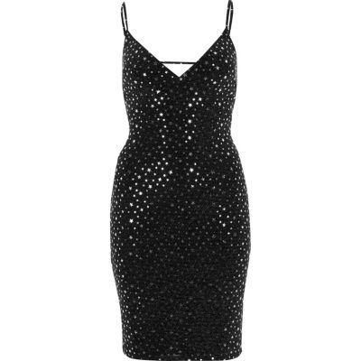 Black sparkly star bodycon dress - bodycon dresses - dresses - women