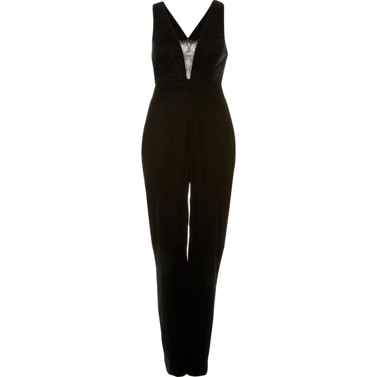 Black velvet deep plunge jumpsuit - Seasonal Offers - Sale - women
