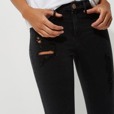 Black washed Molly ripped jeggings
