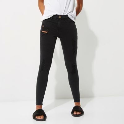 Black washed Molly ripped jeggings