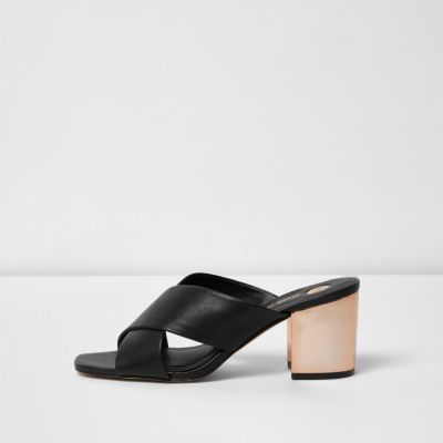 backless mules black