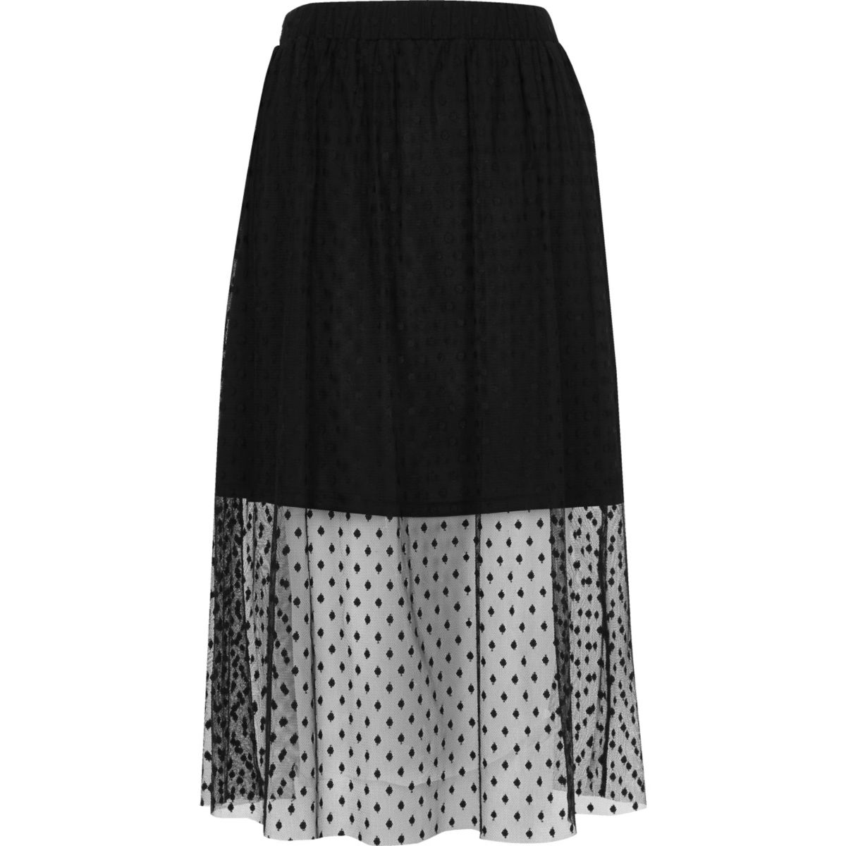 Black polka dot tulle midi skirt - Skirts - Sale - women