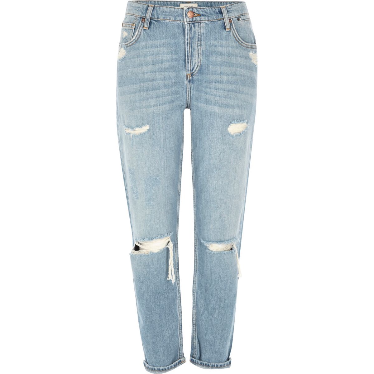 blue ripped boyfriend jeans