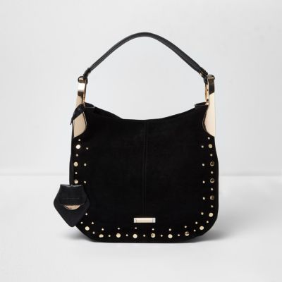 black studded slouch bag